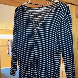 Navy and White Striped Maurices Shirt